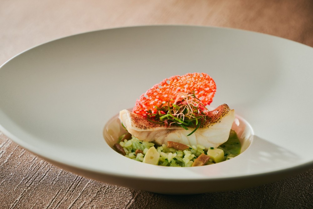 季節魚のポワレと山菜のリゾット
